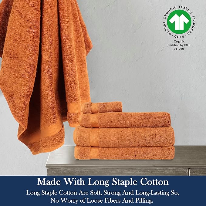 Delara Organic Cotton Luxuriously Plush Bath Towel 33 Piece Set|GOTS & Oeko-TEX Certified|Premium Hotel Quality Towels|Feather Touch Technology|650 GSM Long Staple|Soft, Quick Dry & Ultra-Absorbent