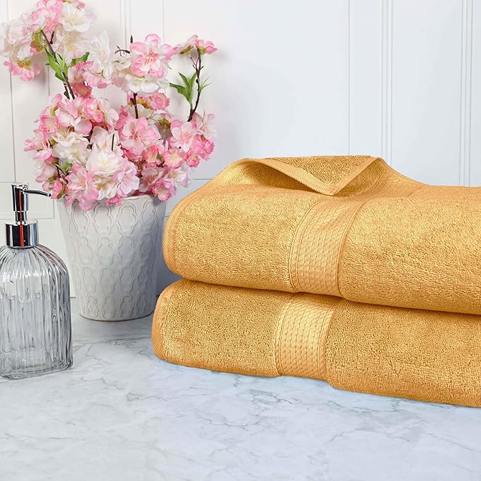 BLUENILEMILLS Madison Egyptian Cotton Bath Sheets, for Bathroom, Shower, Spa, Hotel, Plush, Bathroom Decor, Highly Absorbent and Ultra-Soft Towels, Essentials, Oversized Towels, Set of 2, Gold