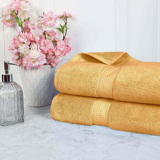 BLUENILEMILLS Madison Egyptian Cotton Bath Sheets, for Bathroom, Shower, Spa, Hotel, Plush, Bathroom Decor, Highly Absorbent and Ultra-Soft Towels, Essentials, Oversized Towels, Set of 2, Gold