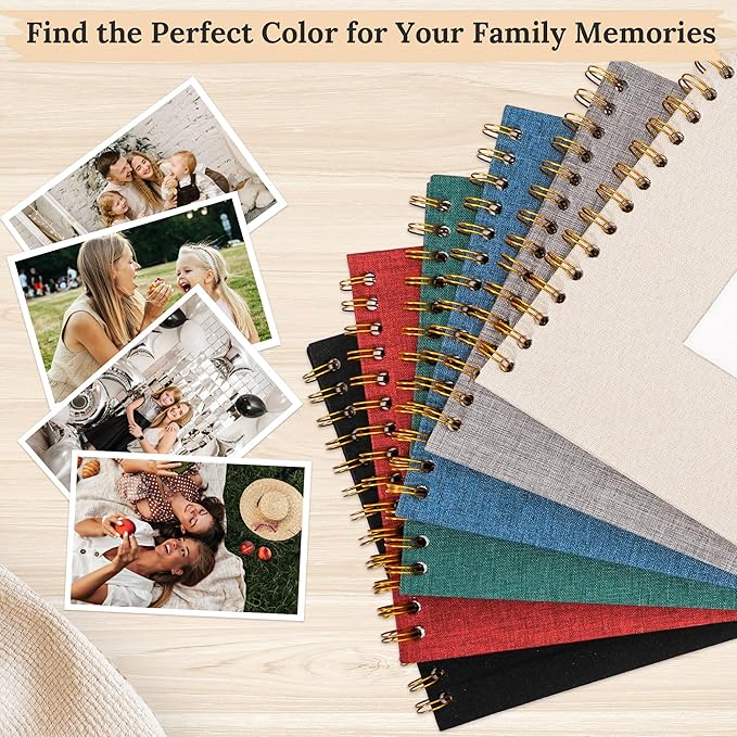 Scrapbook Photo Album Linen Cover, 10 x 10 Inch Hardcover Kraft White Pages Memory Book, for Travel Wedding Guest Book Christmas Baby Shower (40 Sheets/ 80 Pages,Black)