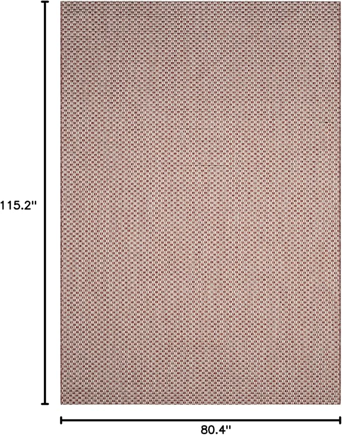 SAFAVIEH Washable Rug Outdoor Courtyard Collection - 6'7" x 9'6", Rust & Light Grey, Non-Shedding & Easy Cleaning, Ideal for Patio, Backyard, Mudroom (CY8653-36521)