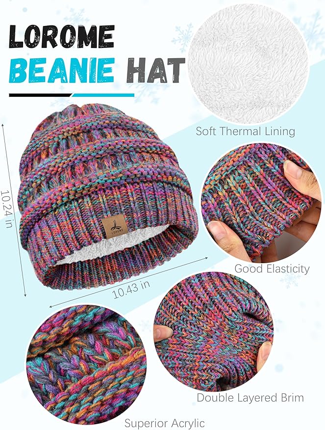 Winter Beanie Hat Scarf Gloves, Warm Fleece Knit Hats Touch Screen Gloves Neck Scarf Set Winter Gifts for Unisex Adult