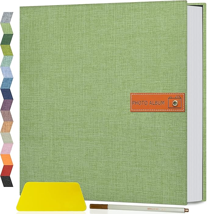 Popotop Large Photo Album Self Adhesive 4x6 5x7 8x10 Scrapbook Album DIY Picture Book,Gifts for Mom,Family Baby and Wedding,with Metal Pen and Plastic Board