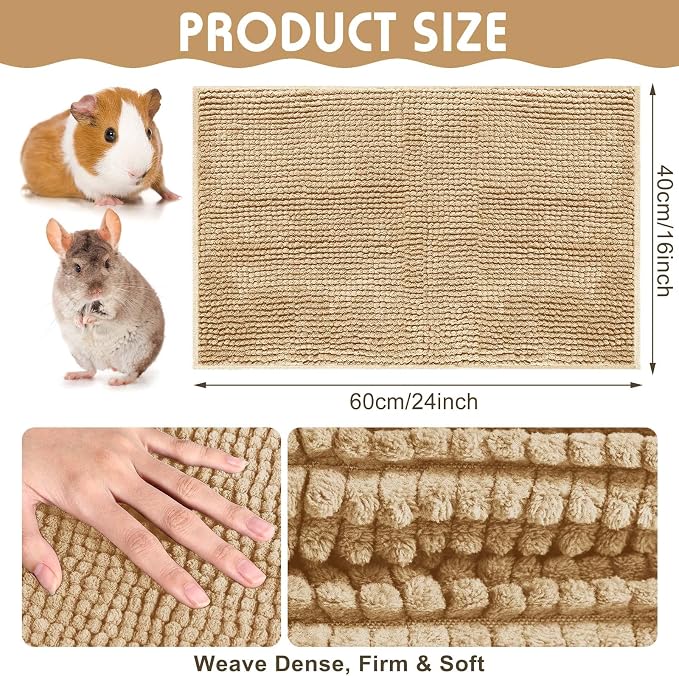 Amylove 4 Pcs Guinea Pig Cage Liner 16 x 24 Inch Washable Chenille Pee Pads Pet Dog Cat Bedding Training Mat Reusable for Small Animals Puppy Bunny Hamster Chinchilla