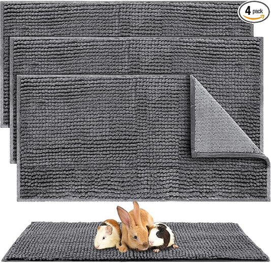 Amylove 4 Pcs Guinea Pig Cage Liner 47 x 24 Inch Washable Chenille Pee Pads Pet Dog Cat Bedding Training Mat Reusable for Small Animals Puppy Bunny Hamster Chinchilla