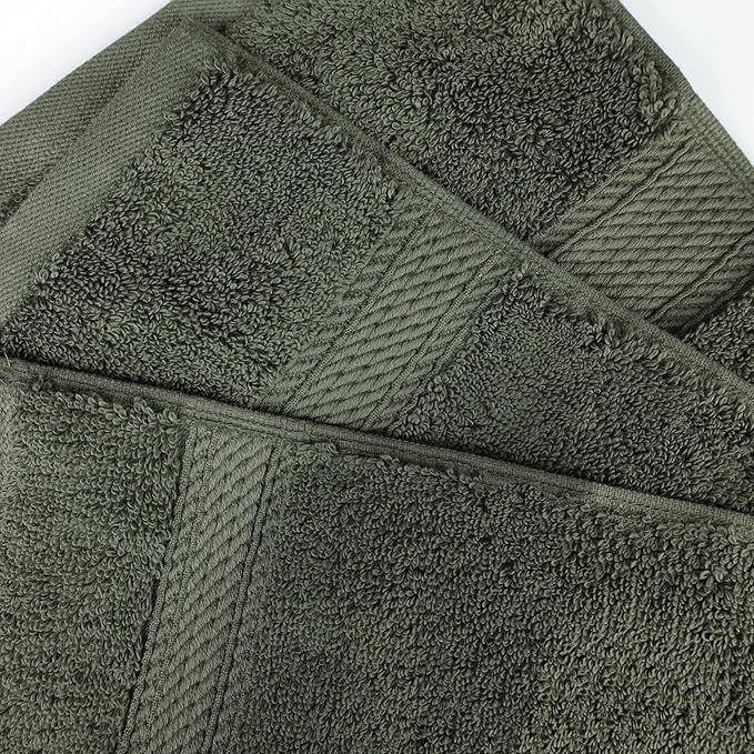 BLUENILEMILLS Madison Egyptian Cotton Towels, Towel Set for Bathroom, Shower, Hotel, Plush, 900 GSM, Highly Absorbent and Ultra-Soft Towels, Bath Essentials, 8 Piece Assorted Towel Set, Forest Green