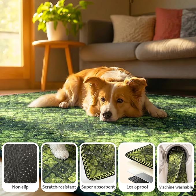 Washable Training Pads for Dog Pee Pads for Dogs - Reusable & Super Absorbent Puppy Pads Pet Potty Crates Dog Supplies Puppy Essentials Green/Multi 24" x 36", 2 Pack