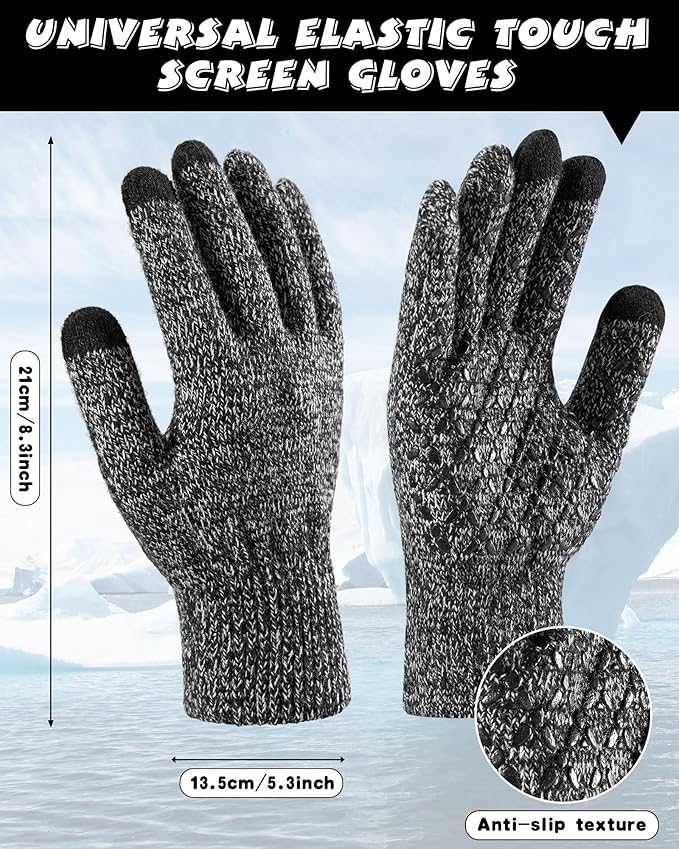 10 Pieces Winter Hat Beanie Scarf Touch Screen Gloves and Sock Set Slouchy Knit Skull Cap Beanies Fleece Lining Neck Warmer