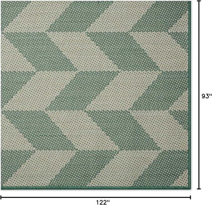 Nicole Miller New York Patio Country Calla Contemporary Herringbone Indoor/Outdoor Area Rug, Beige/Green, 7'9"x10'2"