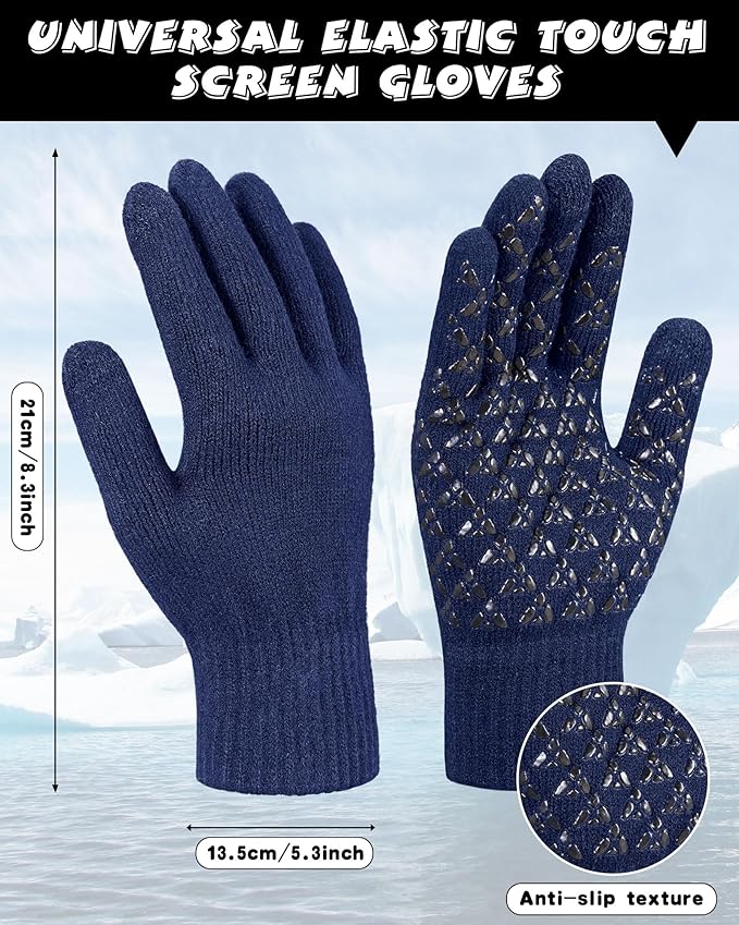 10 Pieces Winter Hat Beanie Scarf Touch Screen Gloves and Sock Set Slouchy Knit Skull Cap Beanies Fleece Lining Neck Warmer