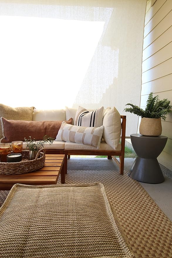 SAFAVIEH Washable Rug Outdoor Courtyard Collection - 2'3" x 5', Natural & Cream, Non-Shedding & Easy Cleaning, Ideal for Patio, Front Door, Entryway, Mudroom, Doormat (CY8653-03021)