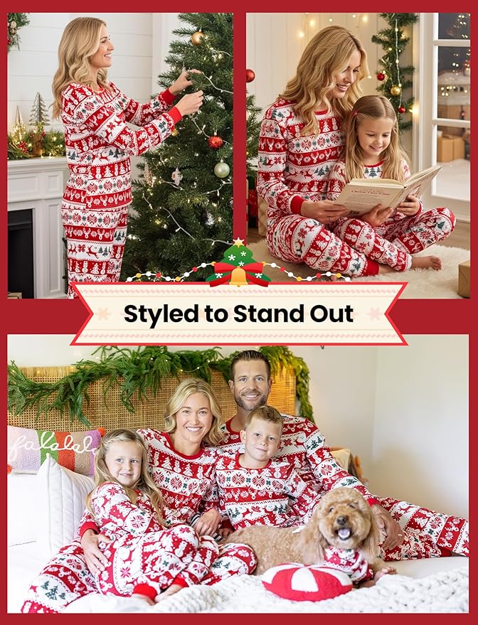 PATPAT Christmas Family Matching Pajama Sets Includes Christmas Socks - Perfect for Family Photos & Holiday Celebrations