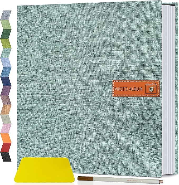 Popotop Large Photo Album Self Adhesive 4x6 5x7 8x10 Scrapbook Album DIY Picture Book,Gifts for Mom,Family Baby and Wedding,with Metal Pen and Plastic Board