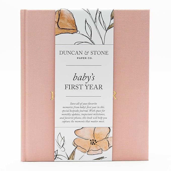 Baby First Year Book - Heirloom Keepsake Baby Memory Book to Record Important Milestones, Photos & More - Baby Keepsake Books (Dusty Rose,112 Pages)