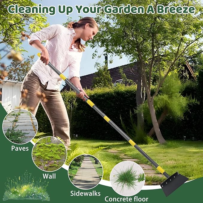 Ice Scraper, Snow Shovel, 2 Spades, 60" Detachable Garden Flat Shovel Scraper, Multifunctional Garden Cleaning Shovels,Heavy Duty Floor Scrapers for Weeding, Edging, Driveway Snow Ice Removal
