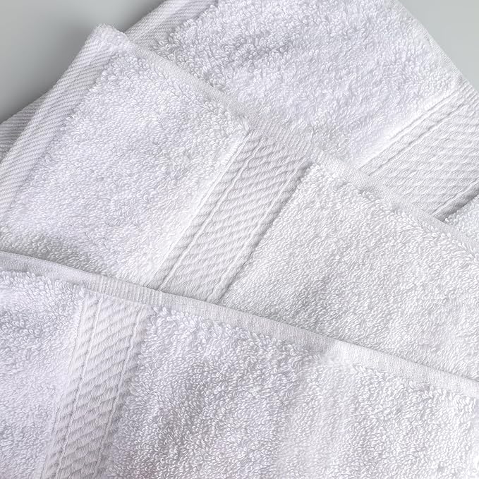 BNM Egyptian Cotton Heavyweight Towels, Ideal For Bathroom, Shower, Spa, 800 GSM Bath Towels, Highly-Absorbent, Luxury Bathroom Essentials, Ultra-Soft Plush Home Basics, Bath Towel Set of 4, White