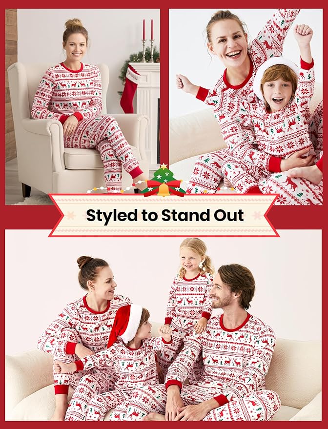 PATPAT Christmas Family Matching Pajama Sets Includes Christmas Socks - Perfect for Family Photos & Holiday Celebrations