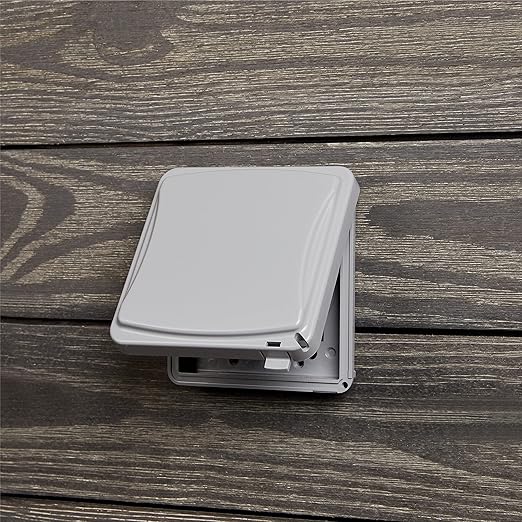TayMac MM1410G Flat Weatherproof Plastic Cover 55 Configurations Vertical/Horizontal Two Gang, Flat Grey