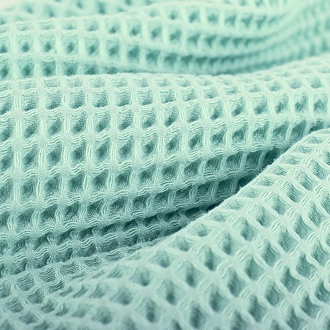Püskül - Luxury Waffle Towel Set for Bathroom 4 Pieces Ice Green, Premium Quality Organic 100% Turkish Cotton 2 Hand and 2 Bath Towels Sets, Quick Dry Thin Waffle Towels, Made in Turkiye (Ice Green)