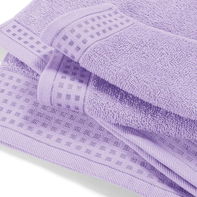 GLAMBURG Ultra Soft 4 Pack Oversized Bath Towel Set 27x54 inches, 100% Cotton Bath Towels, Highly Absorbant Compact Quickdry & Lightweight Towel, Ideal for Gym Travel Camp Pool - Purple