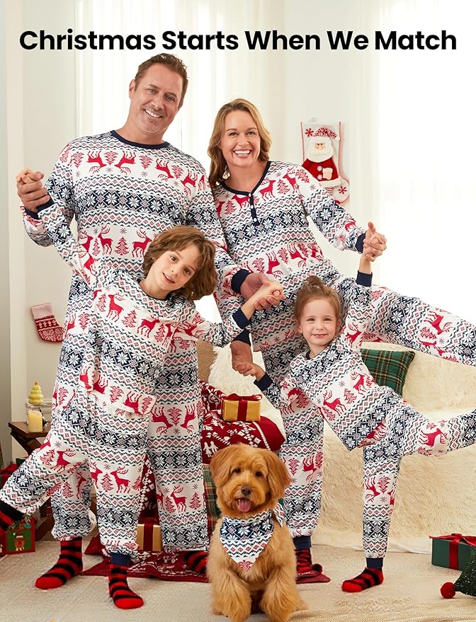 PATPAT Christmas Family Matching Pajama Sets Includes Christmas Socks - Perfect for Family Photos & Holiday Celebrations