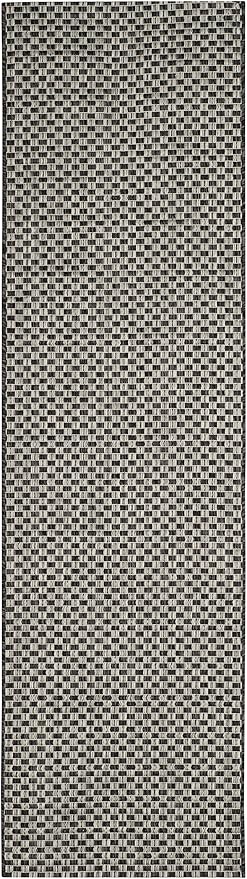 SAFAVIEH Washable Rug Outdoor Courtyard Collection - 2'3" x 10' Runner, Black & Light Grey, Non-Shedding & Easy Cleaning, Ideal for Patio, Entryway, Mudroom, Hallway, Kitchen (CY8653-37621)