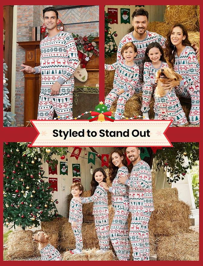 PATPAT Christmas Family Matching Pajama Sets Includes Christmas Socks - Perfect for Family Photos & Holiday Celebrations