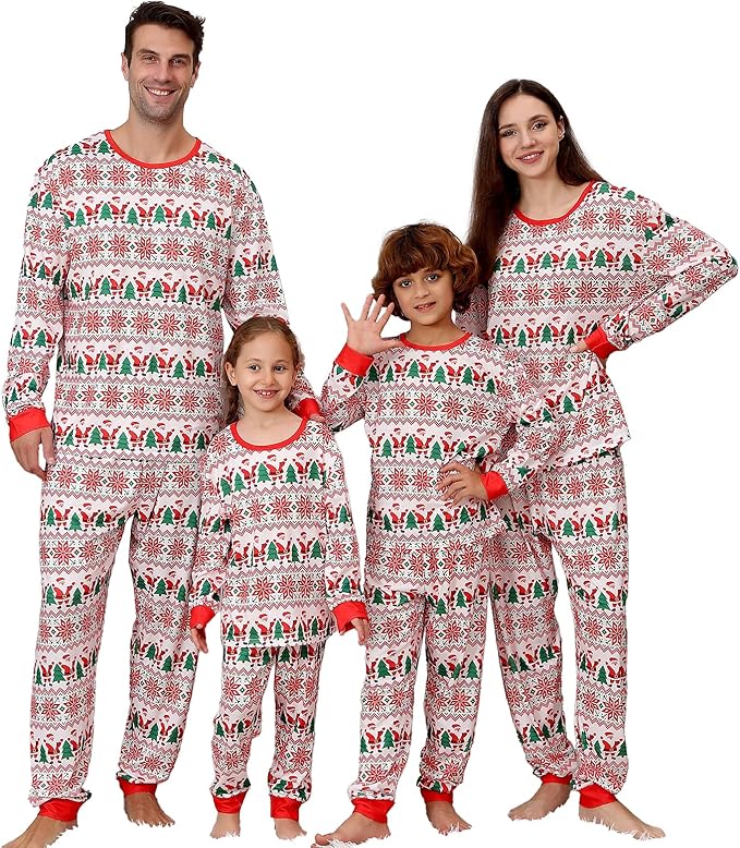 PYAEAS Matching Family Pajamas Sets Christmas PJ's Jammies Holiday Sleepwear Loungewear for Adult Women Men Xmas Outfits