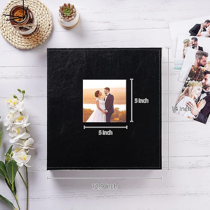 potricher Photo Album 4x6 600 Photos Leather Cover Large Capacity Picture Albums with 600 Horizontal and Vertical Pockets for Family Wedding Anniversary and Baby (Black)