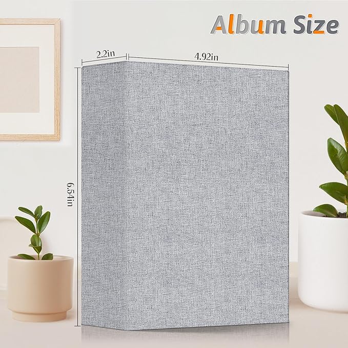 Popotop Photo Album 4x6 100 Pockets for Wedding Gifts,Linen Hardcover Picture Albums for Family Anniversary Baby Vacation Pictures