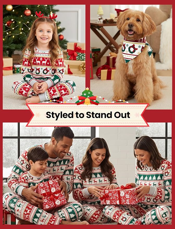 PATPAT Christmas Family Matching Pajama Sets Includes Christmas Socks - Perfect for Family Photos & Holiday Celebrations