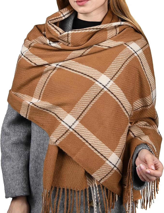 FURTALK Winter Scarf for Women Shawl Soft Tassel Plaid Large Oversized Scarves Wraps
