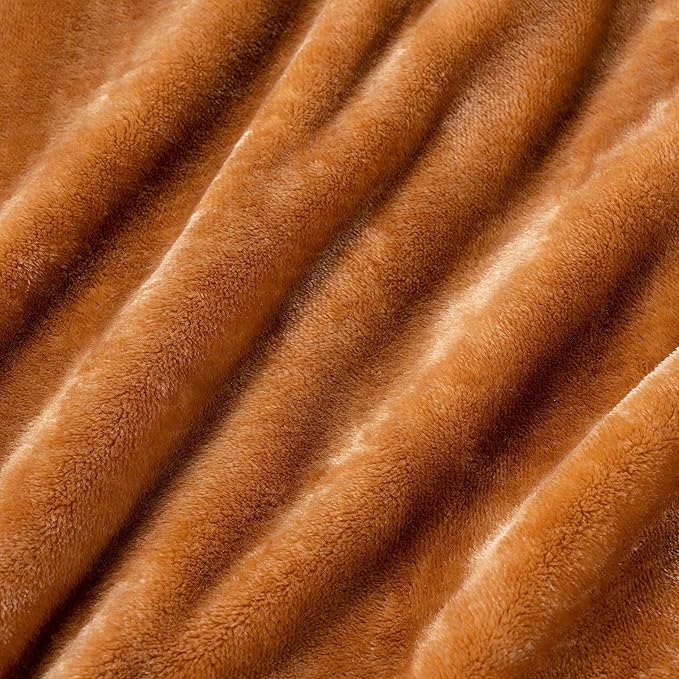 Berkshire Blanket Classic VelvetLoft® Solid Bed Blanket,Twin Size Bed Blanket,Lightweight Soft Fuzzy Plush Blanket for Bed and Couch,Butterscotch Orange,60x92 Inches