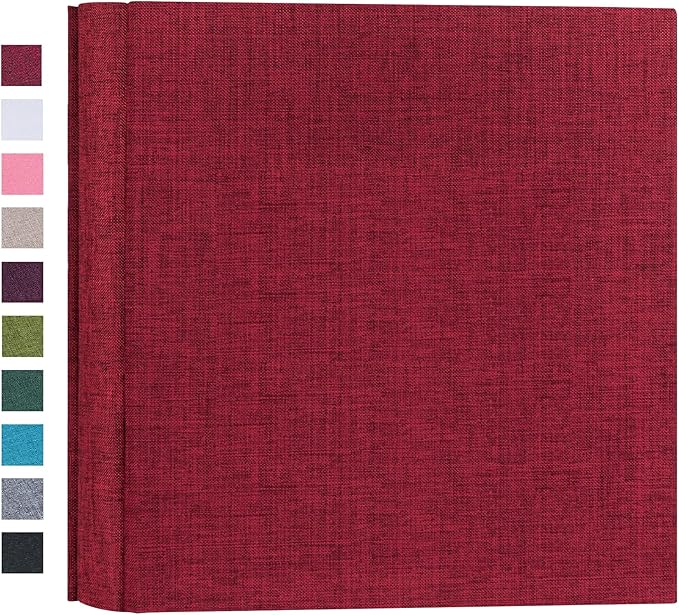 Mublalbum Small Photo Album 4x6 200 Photos Linen Cover Picture Book with Horizontal Pockets for Family Wedding Baby and Anniversary (Red)