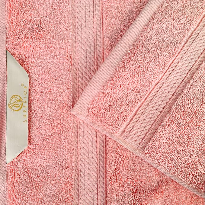 BLUENILEMILLS Madison Egyptian Cotton Towels, Towel Set for Bathroom, Shower, Hotel, Plush, 900 GSM, Highly Absorbent and Ultra-Soft Towels, Bath Essentials, 8 Piece Assorted Towel Set, Tea Rose