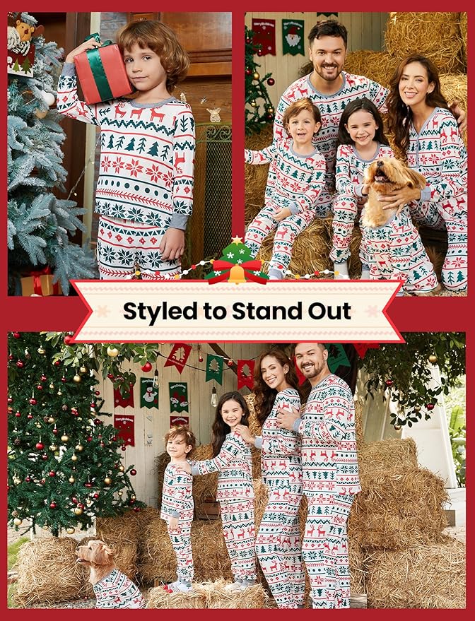 PATPAT Christmas Family Matching Pajama Sets Includes Christmas Socks - Perfect for Family Photos & Holiday Celebrations