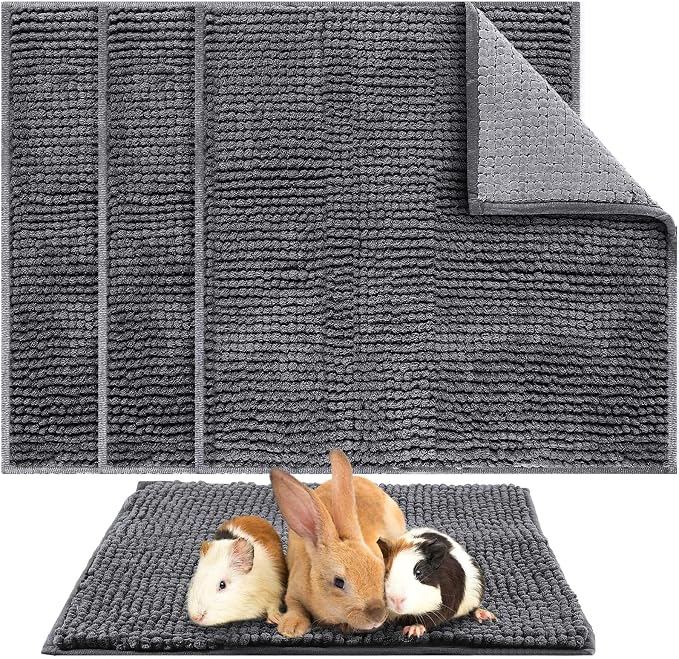 Amylove 4 Pcs Guinea Pig Cage Liner 12 x 12 Inch Washable Chenille Pee Pads Pet Dog Cat Bedding Training Mat Reusable for Small Animals Puppy Bunny Hamster Chinchilla