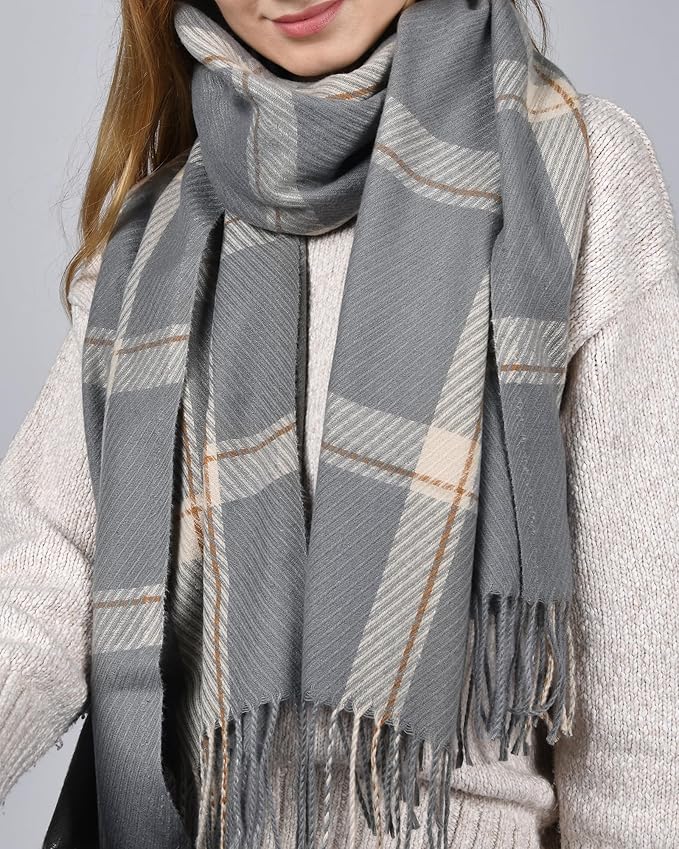 FURTALK Winter Scarf for Women Shawl Soft Tassel Plaid Large Oversized Scarves Wraps