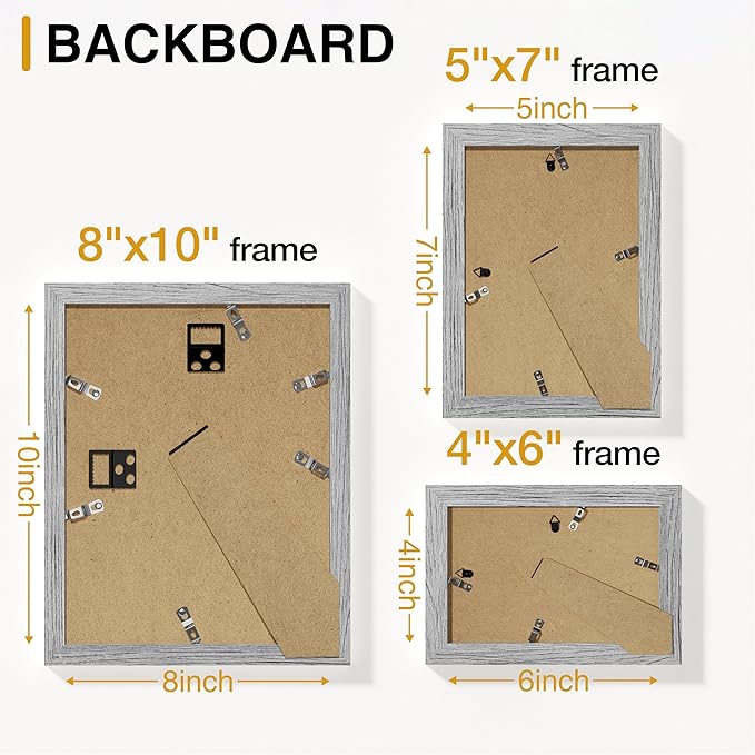Vittanly 12 Pack Picture Frames Collage Wall Decor for Mounting or Tabletop Display, Gallery Wall Frame Set for Family, Multi Sizes Including 4pcs 8x10, 4pcs 5x7, 4pcs 4x6, Grey