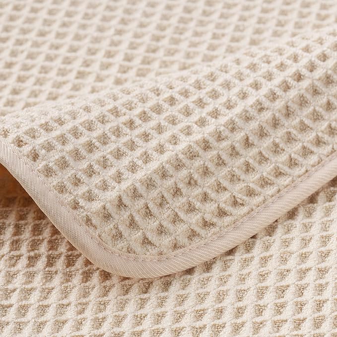 POLYTE Oversize, 60 x 30 in., Quick Dry Lint Free Microfiber Bath Towel Set, 6 Piece (Waffle Weave)