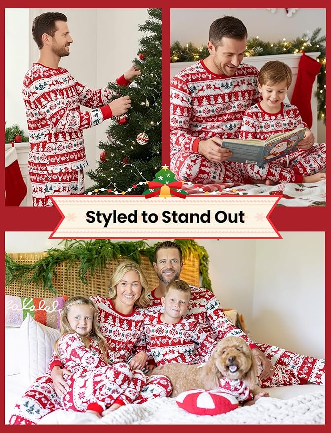 PATPAT Christmas Family Matching Pajama Sets Includes Christmas Socks - Perfect for Family Photos & Holiday Celebrations