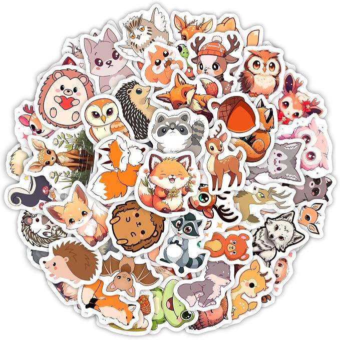 100Pcs Woodland Animal Stickers, Forest Animal Stickers for Water Bottle & Laptop - Woodland Party Supplies & Decorations, Gifts for Women & Men