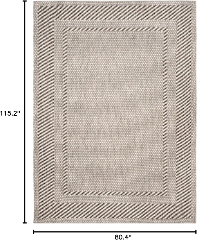SAFAVIEH Courtyard Collection 6'7" x 9'6" Beige/Brown CY8477 Indoor/ Outdoor Waterproof Easy Cleaning Patio Backyard Mudroom Area Rug
