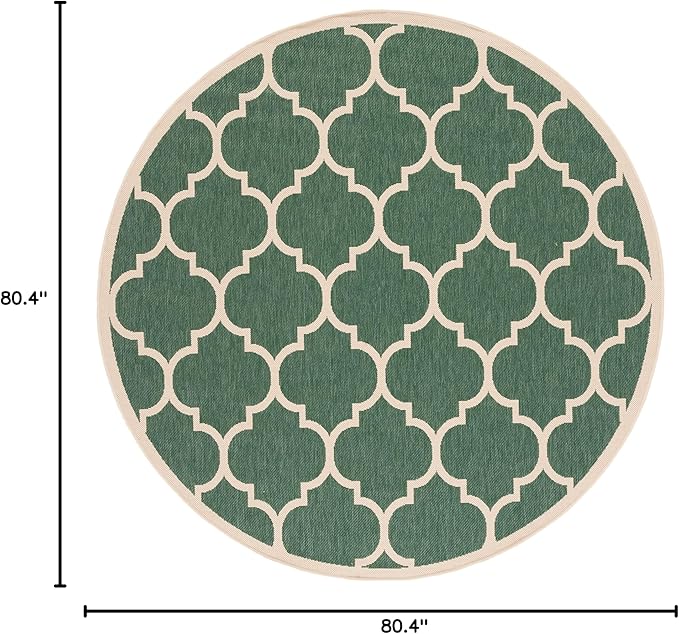 SAFAVIEH Courtyard Collection 6'7" Round Dark Green/Beige CY6914 Indoor/ Outside Waterproof Easy cleansingPatio Backyard Mudroom Area Mat