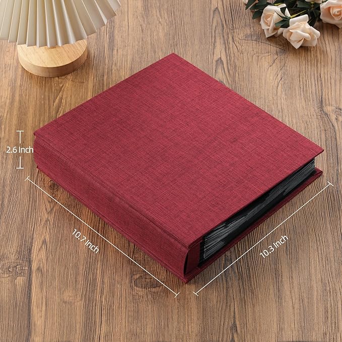 potricher Small 8x10 Photo Album 160 Pockets Linen Cover Large Capacity Picture Book for Family Wedding Anniversary and Baby (Red)