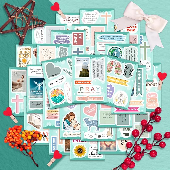 100Pcs Christian Religious Stickers - Prayer Board Supplies Kit for Women - Christian Gifts, Party Supplies - Faith, Praying Stickers- Gift for Women & Men