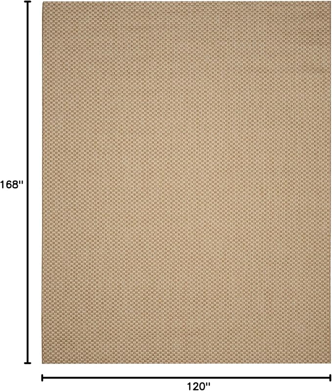 SAFAVIEH Washable Rug Outdoor Courtyard Collection - 10' x 14', Natural & Cream, Non-Shedding & Easy Cleaning, Ideal for Patio, Backyard, Mudroom (CY8653-03021)