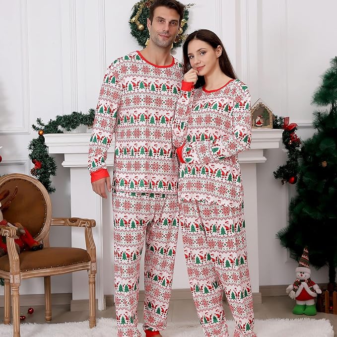 PYAEAS Matching Family Pajamas Sets Christmas PJ's Jammies Holiday Sleepwear Loungewear for Adult Women Men Xmas Outfits