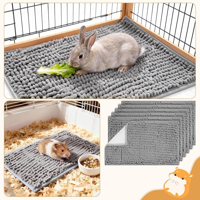 6 Pcs Guinea Pig Cage Liner, 20x12 Inch Washable Fleece Bedding Mats | Reusable Guinea Pig Bedding & Pee Pads for Small Animals, Rabbit