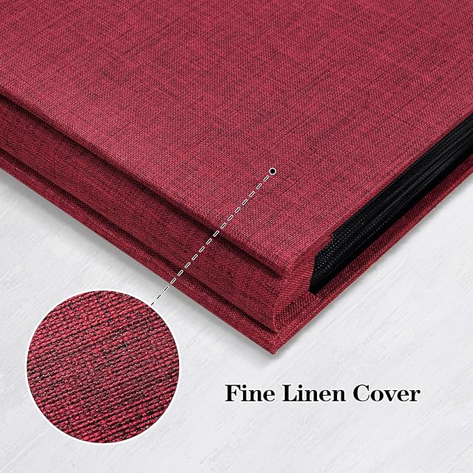 Mublalbum Small Photo Album 4x6 300 Photos Linen Cover Picture Book with Horizontal Pockets for Family Wedding Baby and Anniversary (Red)